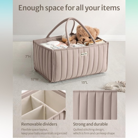 Beige Storage bag with Handles.Baby bag.For keeping baby essentials storage . - Picture 4 of 7